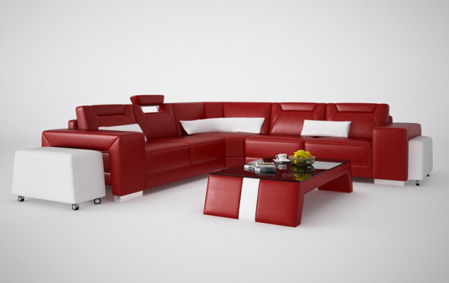 Canapé en cuir Canapé Canapé d'angle Canapé d'angle Suite d'angle Design Canapé moderne F3011B