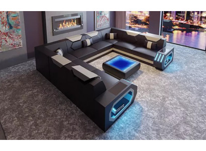 Canapé d'angle Salon paysage Rembourrage Suite d'angle Canapé Canapé grand xxl avec Table basse neuve