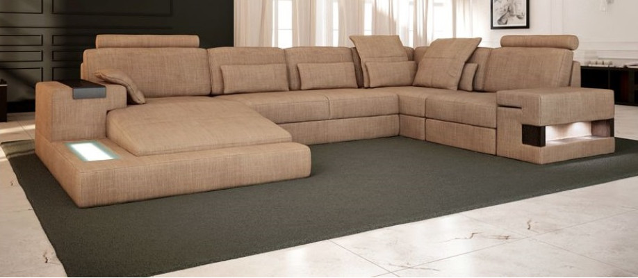 U-forme Rembourré Canapés Conception textile Paysage vivant éclairé Canapé d'angle Canapé Sofa.SimpleButton(()=>{ })