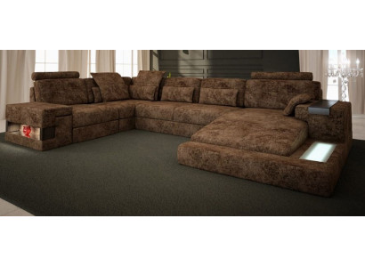 Canapé d'angle en forme de U Canapé Canapé Design Canapé Textile Paysage vivant Fonction lit Tissu