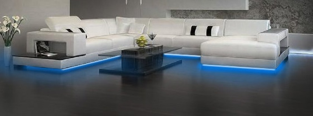 Paysage de vie Canapé Rembourrage Suite d'angle Canapé en cuir de designer Grand canapé neuf