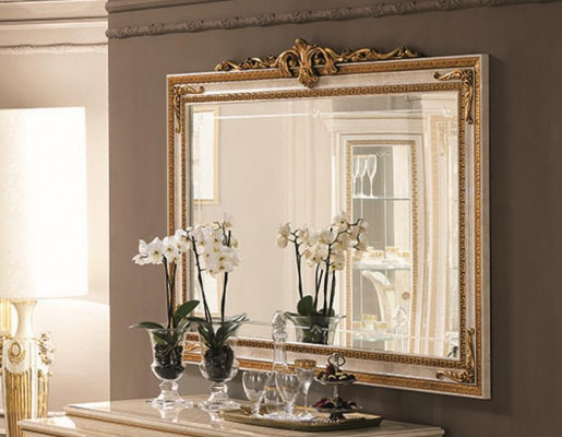 Miroir mural Cadre en bois Miroir doré Miroir suspendu Miroir mural Salon neuf