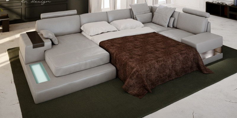 Canapé-lit Canapé Design Tapisserie Textile Coin Paysage de vie Canapé d'angle Tissu Forme en U