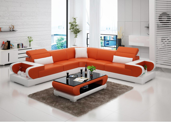 Canapé en cuir Canapé Paysage vivant Canapé d'angle Suite d'angle Design Canapé moderne G8002B