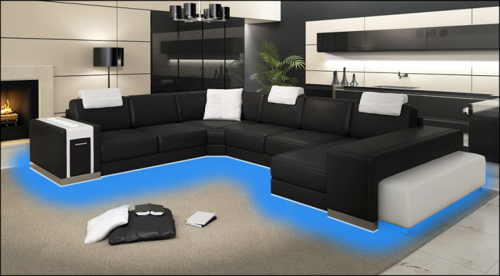Paysage vivant Canapé avec USB Canapé Rembourrage Coin XX Grand canapé d'angle Canapé en cuir design