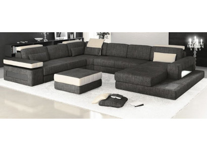 Canapé d'angle Design Tissu Rembourrage Nouveau Paysage de vie en forme de U Fonction lit Tissu