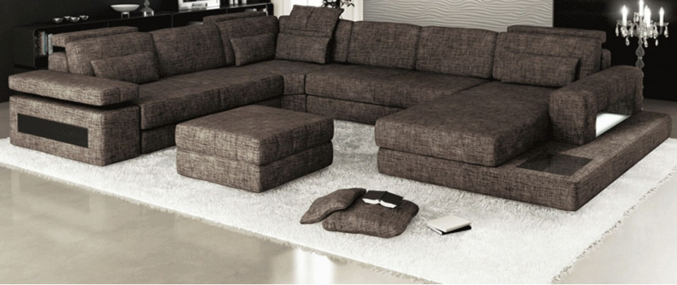 Canapé d'angle en tissu en forme de U Design Canapé Rembourrage Textile Coin Paysage de Vie Fonction lit