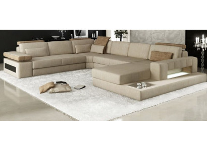 Paysage vivant Canapé d'angle en U Canapé Canapé Rembourrage Coin Belle tissu XXL