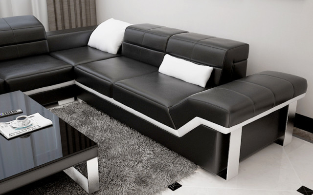Canapé en cuir USB Living landscape Canapé d'angle Suite d'angle Canapé design Canapé K5007B neuf