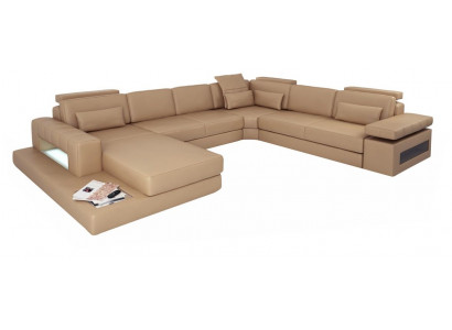 Paysage vivant Design en forme de U Canapé Moderne Canapé Canapé d'angle Revêtement en cuir neuf