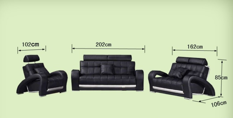 Canapé en cuir avec USB. Ensemble de 3+2+1 places. Design de canapé moderne B2023.