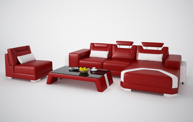 Canapé en cuir Canapé Chaise longue Coin canapé Suite d'angle Design Canapé moderne F3011C