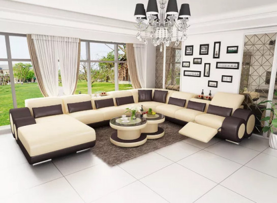 Suite d'angle Paysage de vie Canapé d'angle Canapé Conception Canapé Canapés Canapés Table 2 pièces.