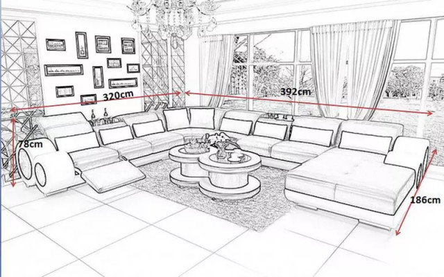 Suite d'angle Paysage de vie Canapé d'angle Canapé Conception Canapé Canapés Canapés Table 2 pièces.