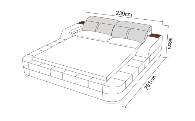 Lit à eau de luxe double multifonction avec revêtement de lit + lits à eau USB 180x200