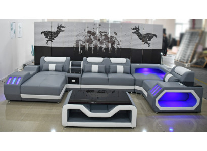 Canapé en cuir Canapé moderne Revêtement en cuir Salon Paysage Design Canapé d'angle Canapé Tissu