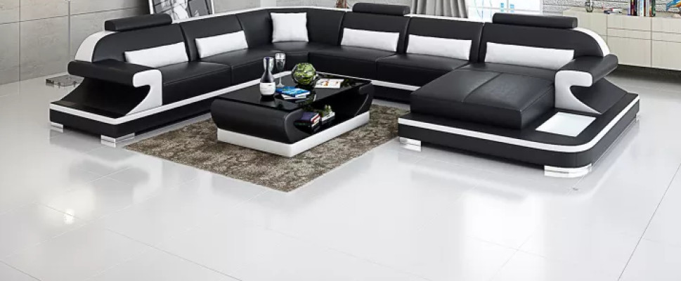 Canapé design Canapé d'angle Suite d'angle Canapé Canapés Canapés Table 2 pièces. Paysage de vie