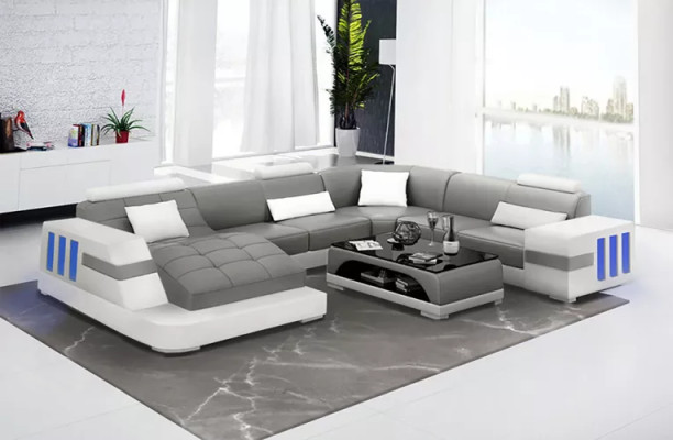 Canapé design Canapé d'angle Canapé en cuir Canapés en forme de U Rembourrage Canapé paysage de vie Cuir