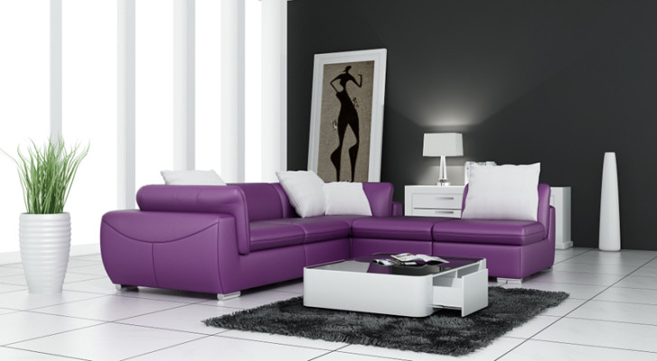 Canapé en cuir Canapé canapé paysage vivant canapé d'angle Eck Suite Design Moderne Canapé F3014 nouveau