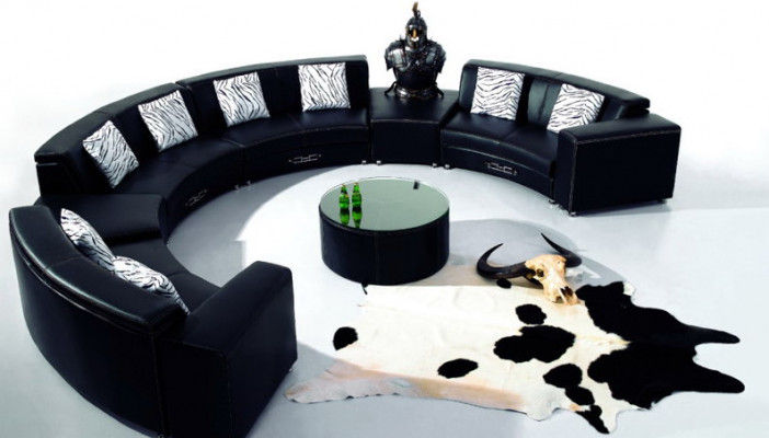 Canapé rond avec USB Canapé Grand XXL Paysage vivant Canapé d'angle Canapé rond Coin Rembourrage