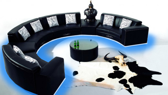 Canapé rond avec USB Canapé Grand XXL Paysage vivant Canapé d'angle Canapé rond Coin Rembourrage