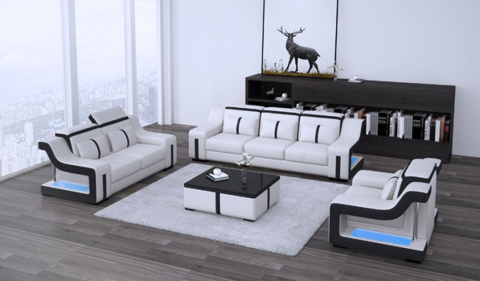 Ensemble de canapés design avec USB Ensemble de salon 3+2+1 + Table basse Moderne