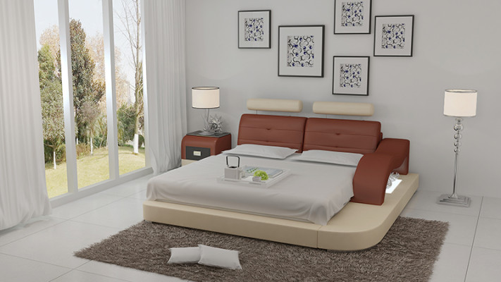 Lit double d'hôtel avec lit à eau complet en cuir rembourré LB8802