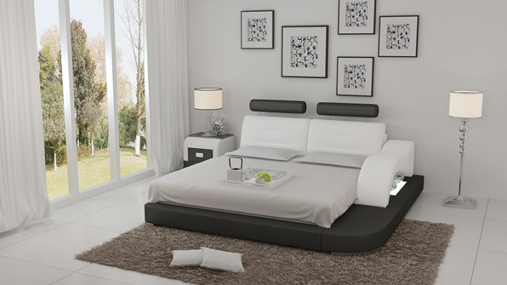 Lit double d'hôtel avec lit à eau complet en cuir rembourré LB8802