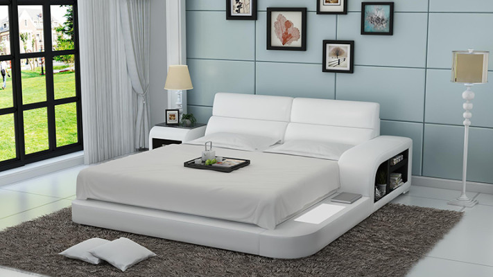 Lit d'hôtel pour lit double en cuir complet, lit rembourré, lit à eau LB8805