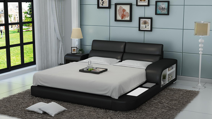Lit d'hôtel pour lit double en cuir complet, lit rembourré, lit à eau LB8805