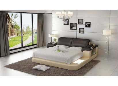 Lit double complet avec lits d'eau, lits en cuir et lits rembourrés LB8807 de Waterbed Hotel.