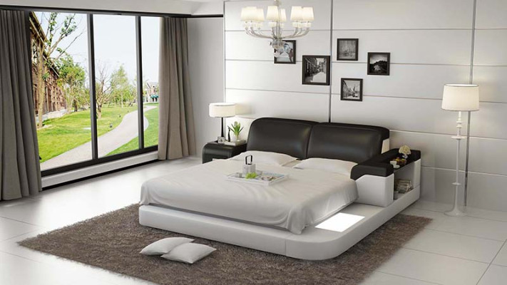 Lit double complet avec lits d'eau, lits en cuir et lits rembourrés LB8807 de Waterbed Hotel.