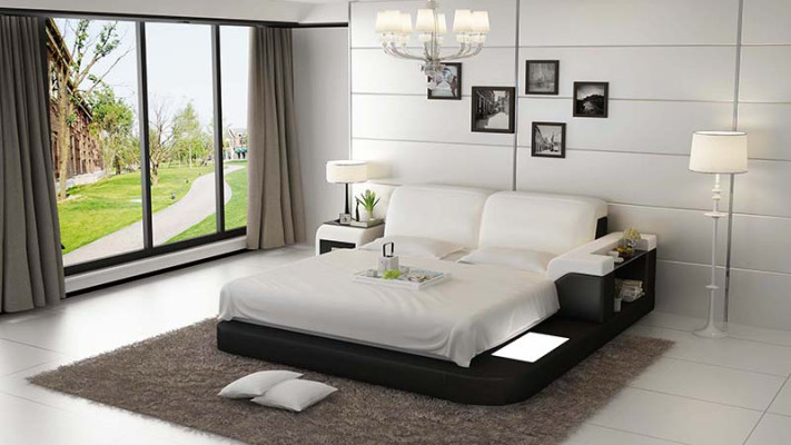 Lit double complet avec lits d'eau, lits en cuir et lits rembourrés LB8807 de Waterbed Hotel.