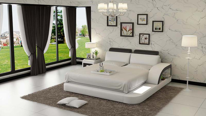 Chambre d'hôtel avec lit double, lit à eau, lit complet en cuir, lit rembourré LB8808.