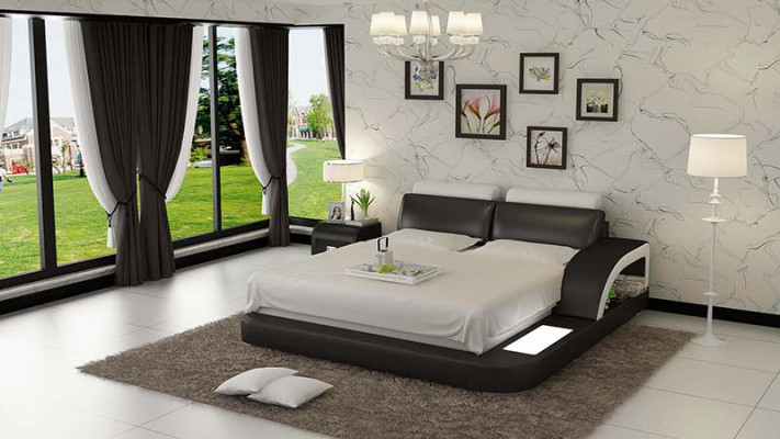 Chambre d'hôtel avec lit double, lit à eau, lit complet en cuir, lit rembourré LB8808.