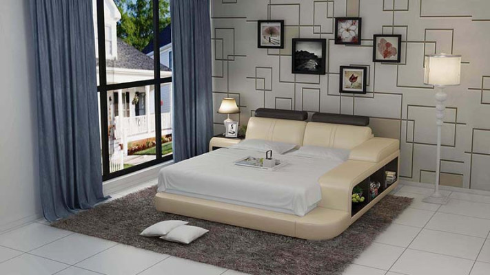Lit double dans un hôtel de lits à eau complet en cuir Lit rembourré LB8810 en eau