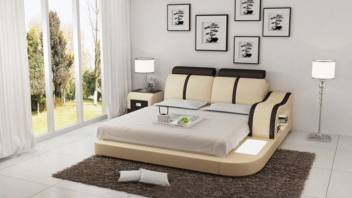 Lit double d'hôtel à eau complet Lit en cuir Lit tapissé Lit à eau LB8811