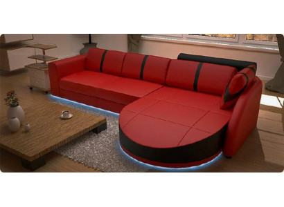 Canapé-lit DESIGNERSOFA en cuirCanapé d'angle avec USB en cuirCanapé d'angle LEDERSOFA avec fonction lit
