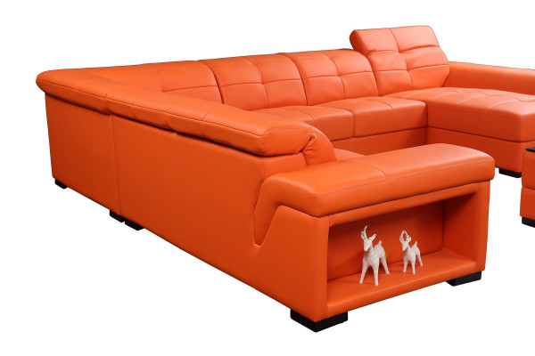 XXL Suite Designer Salon Paysage d'angle Canapé Canapé en U Table en cuir neuve