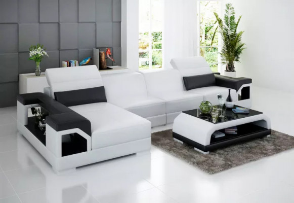 Canapé d'angle Rembourrage Canapé d'angle Moderne en forme de L Table basse Canapé Paysage de vie 2 pièces. neuf