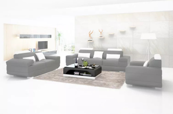 Ensemble de sofas design Sofa 3-2-1 Place Table basse Ensembles en cuir Ensemble de 4 pièces