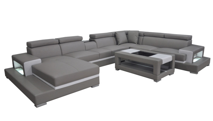 Design Cuir Revêtement Siège Salle Séjour Canapé Coin Designer Suite + Table