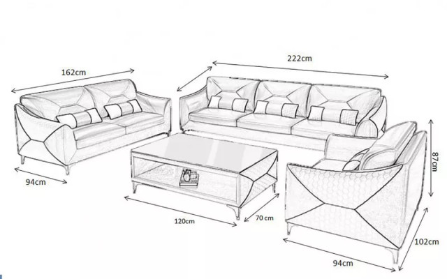 Ensemble de canapés 3-2-1 design canapé canapé-lit canapé-lit de luxe nouveau design Rembourrage