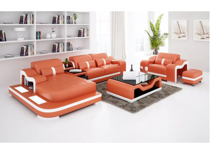 Canapé-design Canapé d'angle en forme de L Fauteuil Coussin de siège Rembourrage Paysage de vie Canapé en cuir