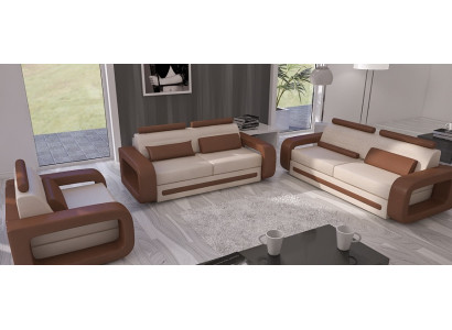 Ensemble de canapé Canapé Sofa Revêtement en cuir Canapés Canapés 3+2+1 Ensemble Suite Davos nouveau