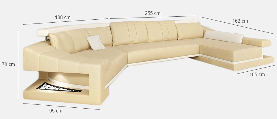 Canapé en cuir Paysage vivant XXL Canapé d'angle Grand canapé Canapé Suite Canapé design PHM105