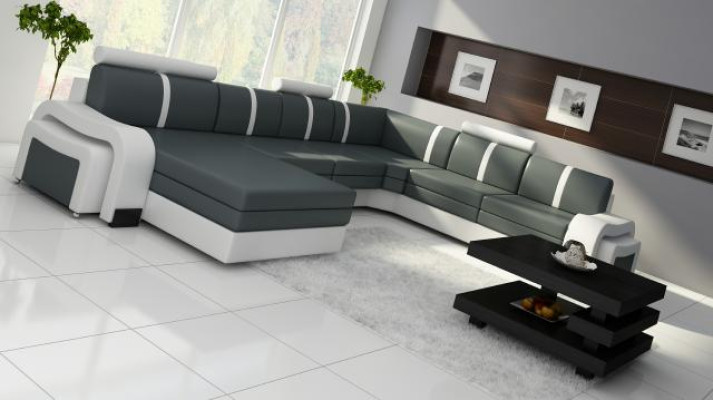 Canapé d'angle Canapé d'angle nouveau Paysage vivant Canapé Rembourrage canapé en cuir avec USB meubles en cuir