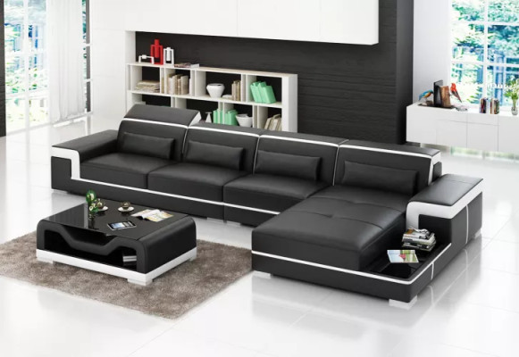Canapé d'angle en cuir design suite salon canapé en cuir Revêtement de canapé canapés sofas