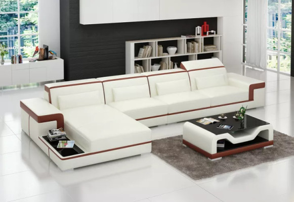 Canapé d'angle en cuir design suite salon canapé en cuir Revêtement de canapé canapés sofas