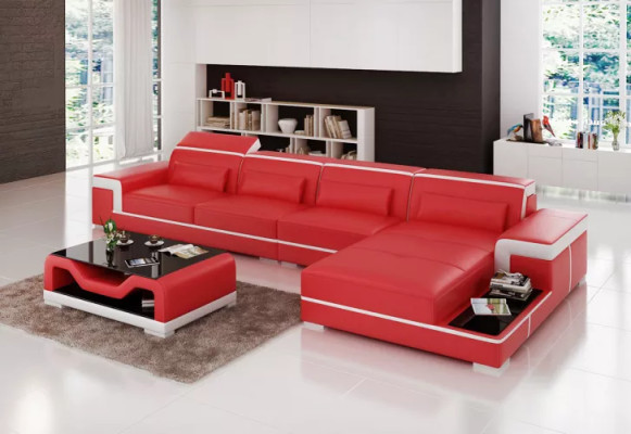 Canapé d'angle en cuir design suite salon canapé en cuir Revêtement de canapé canapés sofas